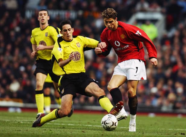 <p>The late Peter Whittingham taking on Cristiano Ronaldo in his playing days at Aston Villa.</p>