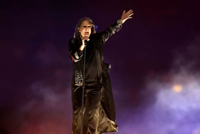 BIRMINGHAM, ENGLAND - AUGUST 08: Ozzy Osbourne of Black Sabbath performs during the Birmingham 2022 Commonwealth Games Closing Ceremony at Alexander Stadium on August 08, 2022 on the Birmingham, England. (Photo by Alex Pantling/Getty Images)