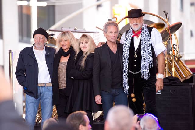 (L-R)  John McVie, Christine McVie, Stevie Nicks, Lindsey Buckingham and Mick Fleetwood of Fleetwood Mac  (Photo by Noam Galai/Getty Images)