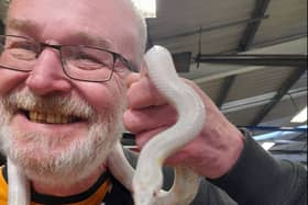 Dave French with Antoinette the corn snake.