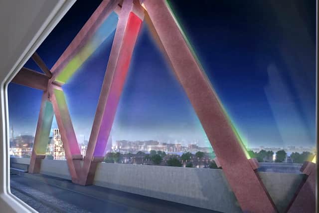 A computer generated image of the Bellingham bridge set to light up HS2s gateway into Birmingham