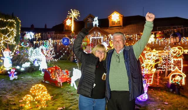 Wendy and Malcolm Molloy from Finstall, Bromsgrove, Worcestershire, have the UK’s ‘craziest Crhistmas lights'