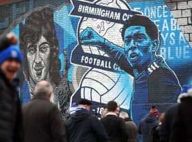 Fans visit a mural unveiling, featuring Bellingham and Birmingham legend Trevor Francis.
