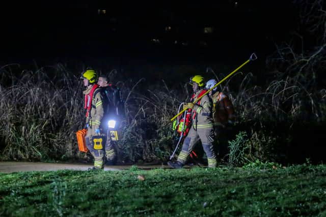 Rescue teams at Babbs Mill Lake, Kingshurst, Solihull