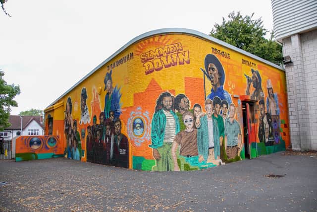 Simmer Down Festival mural at the Wellness Centre in Handsworth Park, Birmingham