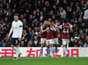 Douglas Luiz of Aston Villa celebrates with team mates after scoring their sides second goal during the Premier League match between Tottenham Hotspur and Aston Villa at Tottenham Hotspur Stadium on January 01, 2023 in London, England. (Photo by Eddie Keogh/Getty Images)