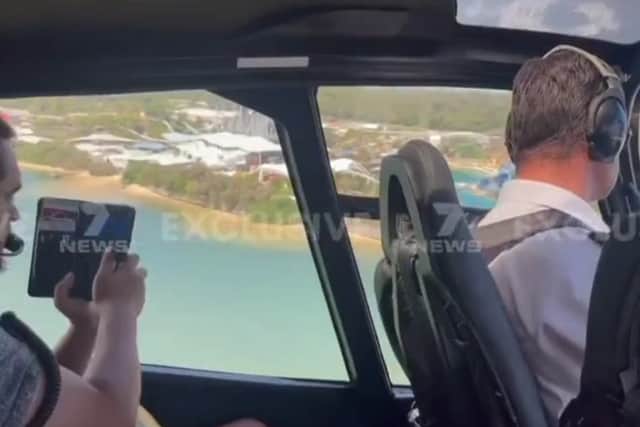 Inside the helicopter that safely landed moments before the mid-air crash. Image: Australia’s 7 News