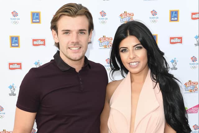  Nathan Massey and Cara de la Hoyde arrive for the Team GB FanZone Opening Ceremony Party in Queen Elizabeth Olympic Park on August 5, 2016 in London, England.The Team GB FanZone at the Queen Elizabeth Olympic Park (QEOP) is one of 11 locations nationwide showing live coverage from the 2016 Olympic Games from 6th to 21st August. (Photo by Stuart C. Wilson/Getty Images for TeamGB)