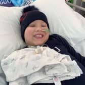 Young Isaiah Jarrett, from Birmingham, in hospital for radiotherapy