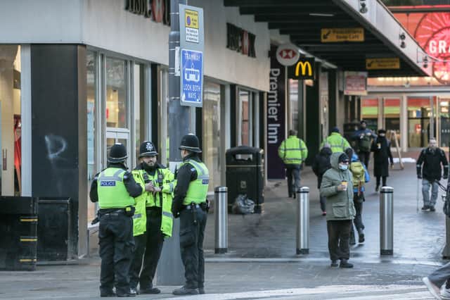 The scene where a 13-year-old boy has been stabbed outside the McDonalds by Stephenson Place in Birmingham city centre, January 19, 2023