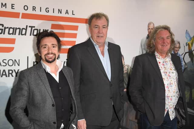 The Grand Tour presenters Richard Hammond, Jeremy Clarkson and James May. (Photo by Stuart C. Wilson/Getty Images)