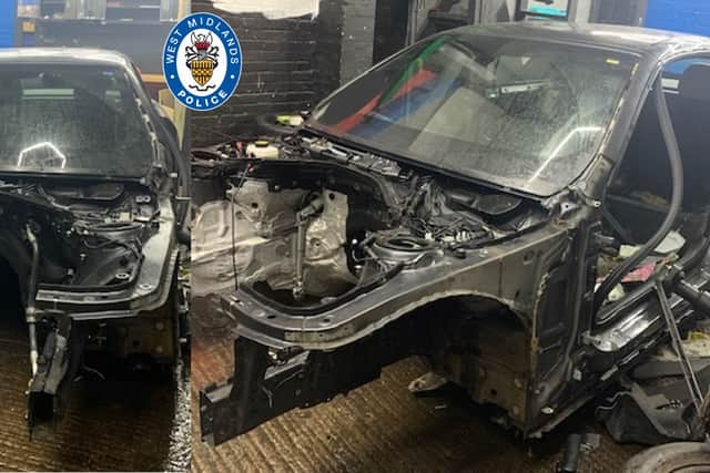 Officers found a stolen BMW M4, worth over £100,000, which had been stripped down to just the chassis after raiding a chop shop in Balsall Heath