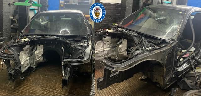 Officers found a stolen BMW M4, worth over £100,000, which had been stripped down to just the chassis after raiding a chop shop in Balsall Heath