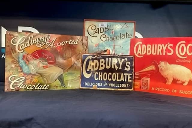 A huge collection of Cadbury memorabilia amassed by former child model Emma Tighe who starred in a Dairy Milk advert is up for auction