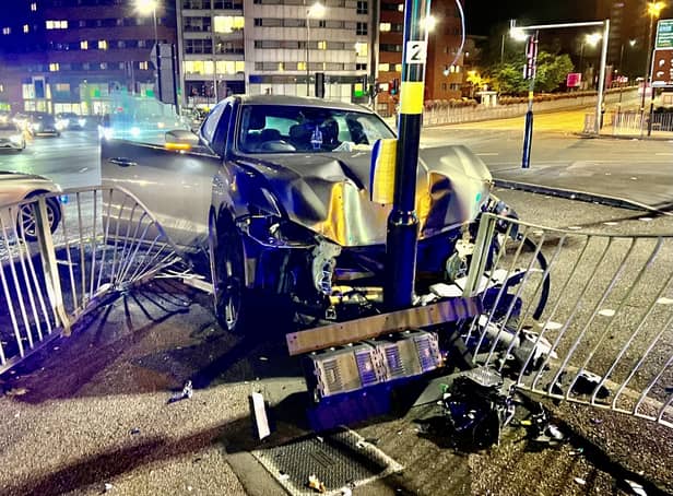 <p>A drunk driver smashed up a £70,000 Maserati Levante supercar after losing control and ploughing into a set of traffic lights in Birmingham</p>