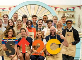 Pictured is the Celebrity GBBO line-up for 2023. Back Row - Ellie Taylor, Joe Thomas, Paddy McGuinness, Coleen Nolan, Tom Daley, Adele Roberts. Lucy Beaumont, David Morrissey. Middle Row - Tim Key, Jessica Hynes, Gemma Collins, AJ Odudu, Mike Wozniak, Judi Love, Deborah Meaden, Jay Blades. Front Row - Rose Matafeo, David Schwimmer, Jesy Nelson, Tom Davis. Pic: Channel 4