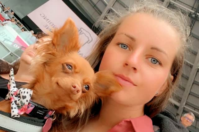 Sofie Hawkins and her dog, Harleigh