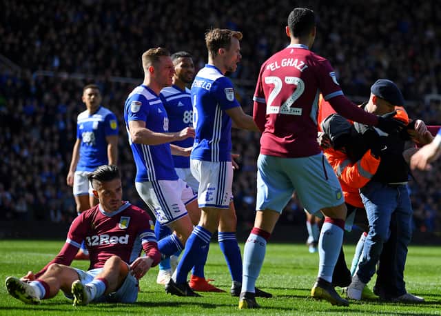 Paul Mitchell punched Jack Grealish during the Birmingham City v Aston Villa game in 2019 (Photo by Alex Davidson/Getty Images)