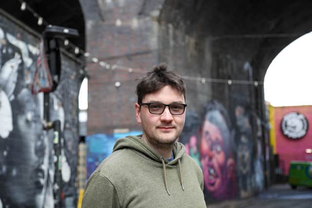 Mark Jones who works at Custard Factory in Digbeth, Birmingham.  Residents living in the inner-city suburb where Peaky Blinders is set have told how they live in fear of modern day gangs far scarier than the hit BBC show.   (Photo - Anita Maric / SWNS)