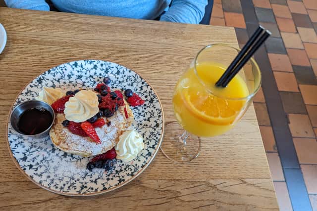 Albert’s Schloss pancakes - vanilla berries and cream