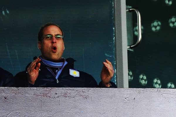 A young looking Prince William watches Aston Villa play Sunderland in the Premier League at Villa Park in 2013.