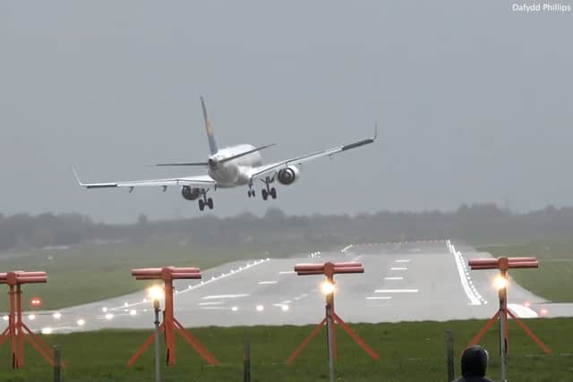 Planes at Birmingham Airport during Storm Noa 