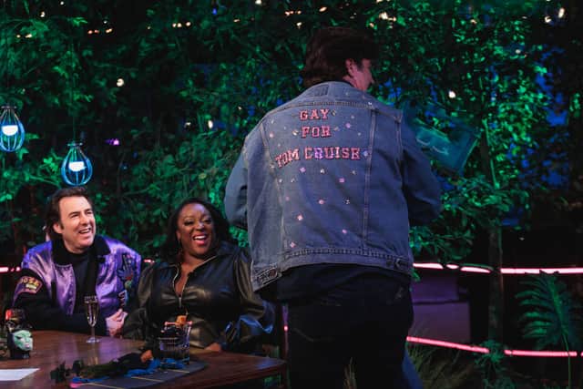 Rob Delaney wears his new jacket from Birmingham Rag Market on Late Night Lycett