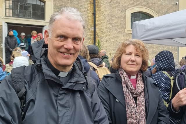 From L to R: Rev Patrick Gerard, Bishop Anne Hollinghurst, Rev Paul Hinton (Photo - West Midlands Climate Storytelling Exchange)