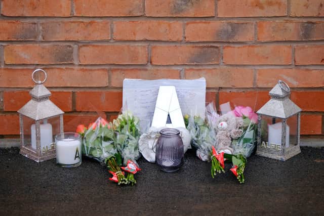 Flowers and tributes to nine-year-old schoolboy Alfie Steele who died in Droitwich
