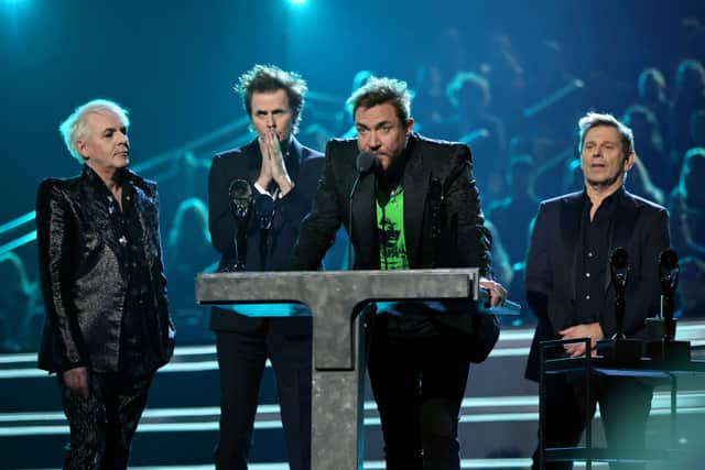 Nick Rhodes, John Taylor, Roger Taylor and Simon Le Bon of Duran Duran (Photo by Theo Wargo/Getty Images for The Rock and Roll Hall of Fame)
