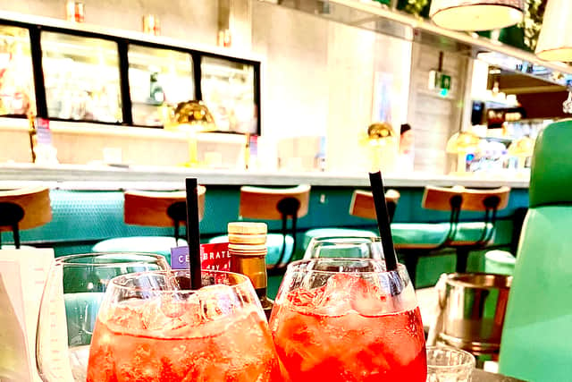 Campari cocktails at Riva Blu restaurant and bar in Birmingham