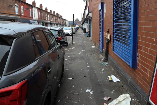 Litter on Endicott Road  near to Villa Park, home to Aston Villa FC in Birmingham. (Photo - SWNS)
