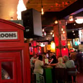 Red phone box at the Velvet Music Rooms