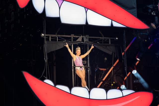 Pink performing at Villa Park in Birmingham on Tuesday, June 13, 2023.