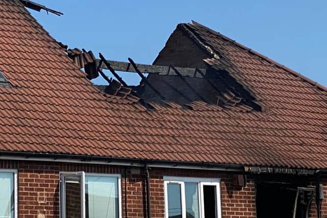 Fire damage at a flat and shop in Lea Village, Kitts Green, Birmingham