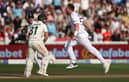 Ollie Robinson of England celebrates after taking the wicket of David Warner of Australia during Day Four of the LV= Insurance Ashes 1st Test match between England and Australia at Edgbaston on June 19, 2023 in Birmingham, England. (Photo by Ryan Pierse/Getty Images)