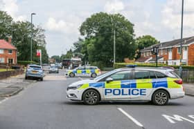 Police cordon setup at Tile Cross Road in Birmingham, on June 22, 2023, following a hit and run crash