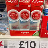 Colgate toothpaste now at £10 at a Tesco supermarket in Birmingham