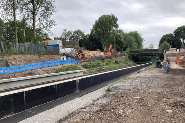 Pineapple Road Station in Stirchley, Birmingham, where platforms are under construction