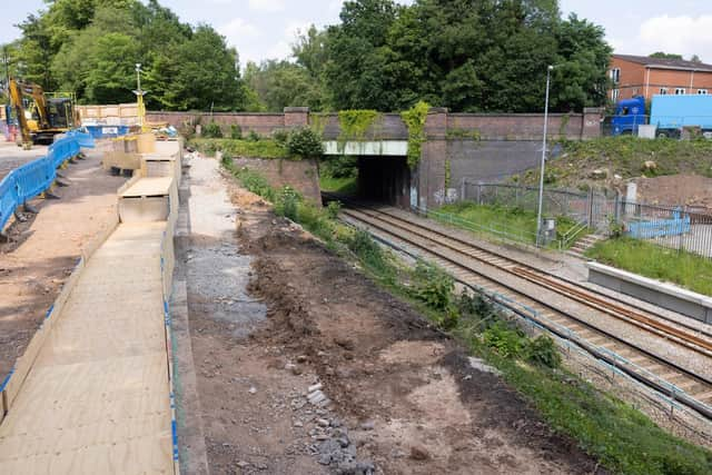 Work underway at Kings Heath rail station in Birmingham