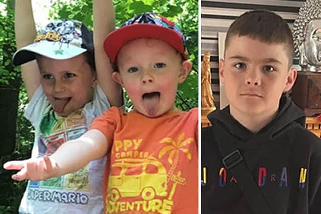 Brothers Finlay (left) and Samuel (centre) and their cousin Thomas Stewart (right) were three of the children who died after falling through ice at Babbs Mill Park (Photos: West Midlands Police)