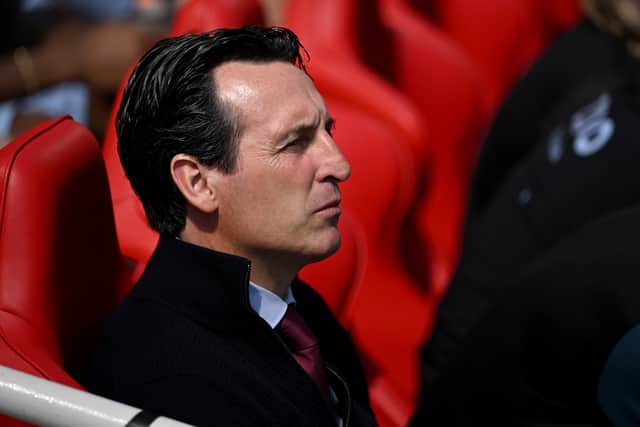 Aston Villa manager Unai Emery looks on during a match