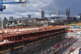 HS2 construction in Curzon Street, Digbeth, Birmingham, July 2023