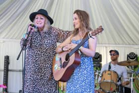Broadcaster Janice Long and Katherine Priddy at Moseley Folk Festival 2018