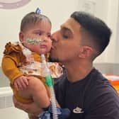 Maysa Hussain, born premature at 22 weeks, with her dad  Atif Hussain after her treatment at Birmingham Women’s Hospital and Birmingham Children’s Hospital