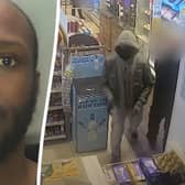 Shocking CCTV shows a law graduate threatening shop staff with a knife as he carried out a string of terrifying armed robberies during a rampage across a city