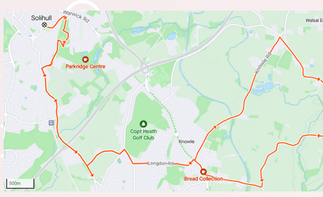 The half marathon and 10k route
