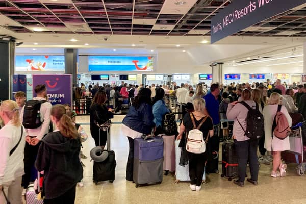 A busy Birmingham airport this morning where some flights have been delayed and cancelled after air traffic control fault