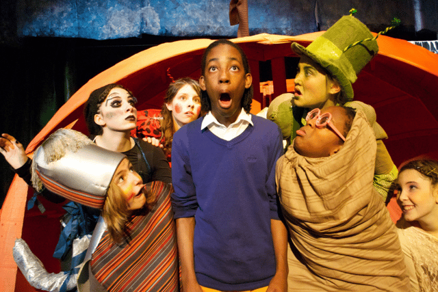 Khalid Daley in the title role in Stage2's James and the Giant Peach