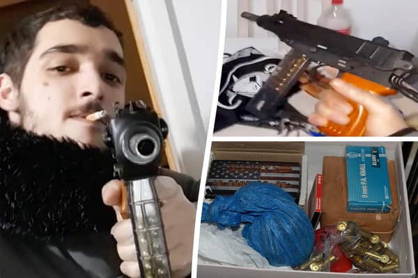 Birmingham gun dealer Jordan Geoghegan posed with lethal weapons in Erdington family home